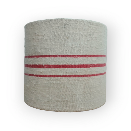 Red Stripe Vintage French Linen Grain Sack Lampshade