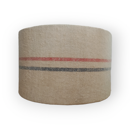 Red & Blue Stripes Vintage French Linen Grain Sack Lampshade