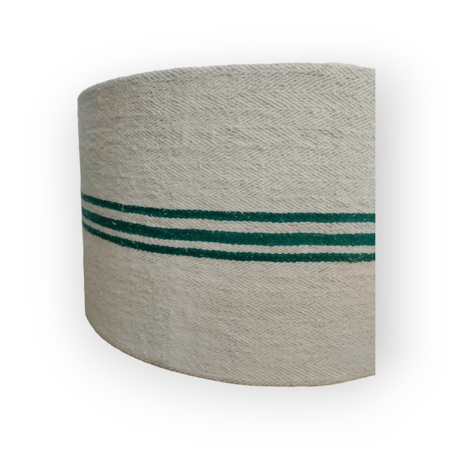 Green Twin Stripes Vintage French Linen Grain Sack Lampshade