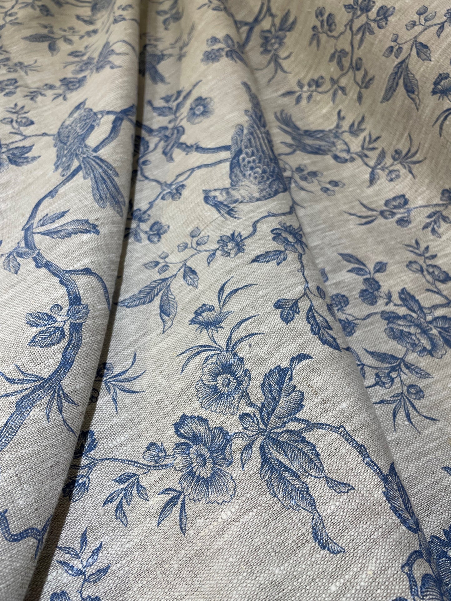 Blue Bird Toile Linen