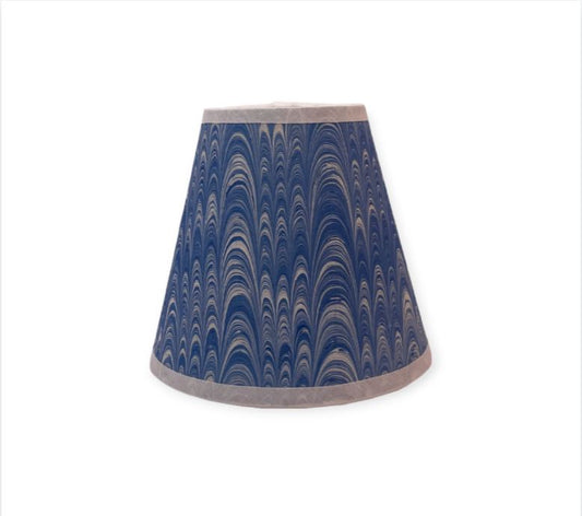 Blue Hand Marbled Paper Candle Clip Lampshade