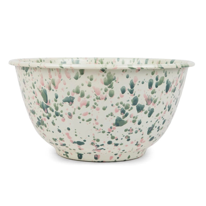 Splatter Enamelware Large Salad Bowl - Mint