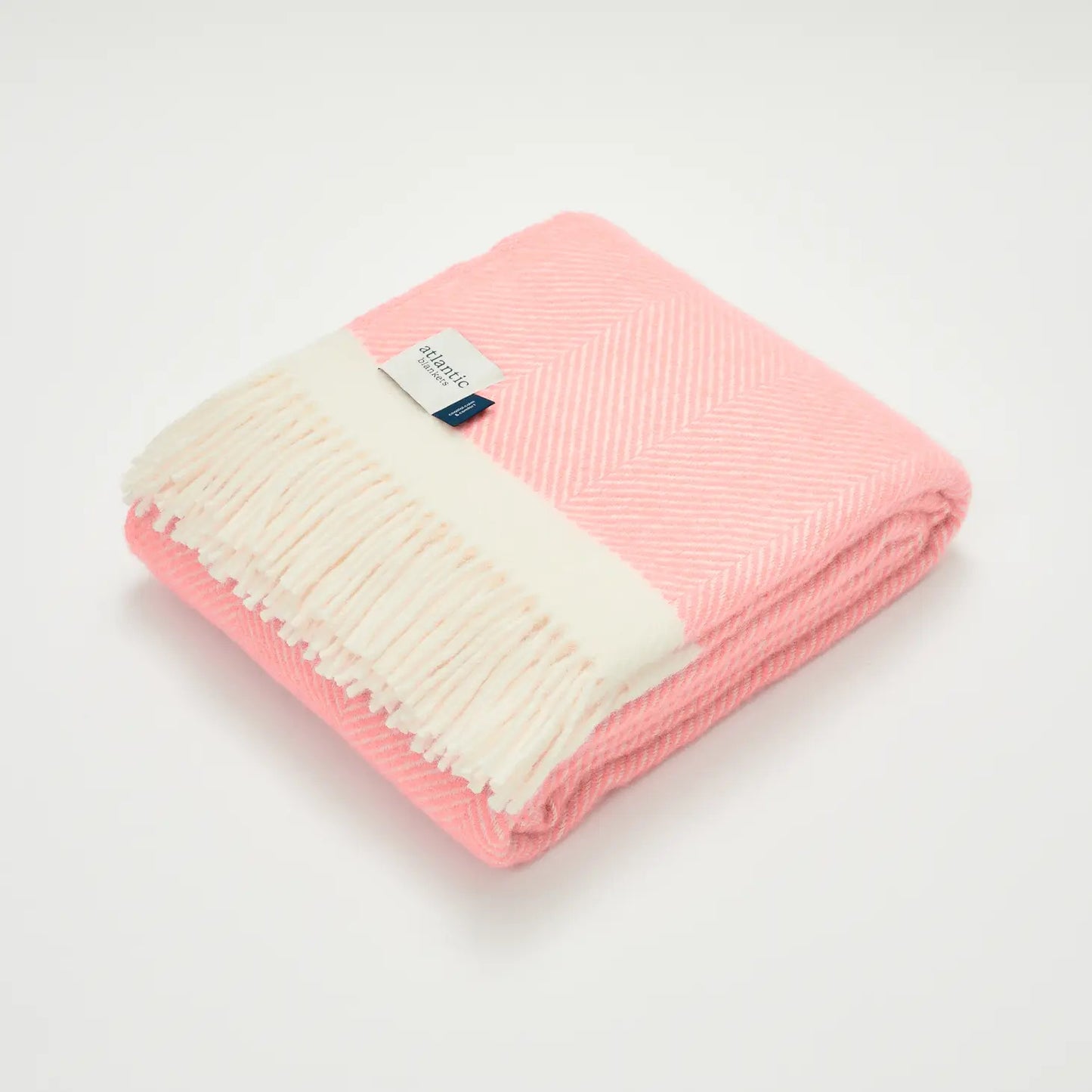 Candy Floss Pink Herringbone Wool Blanket