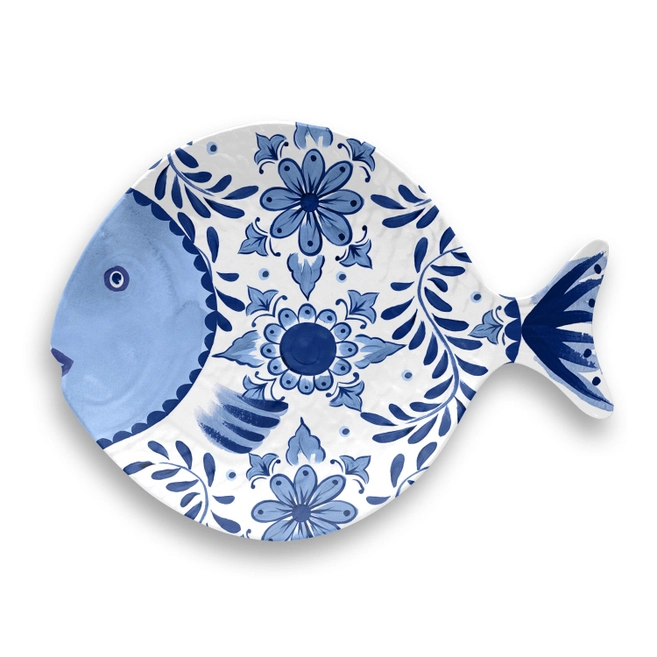 Cobalt Fish Melamine Serving Tray