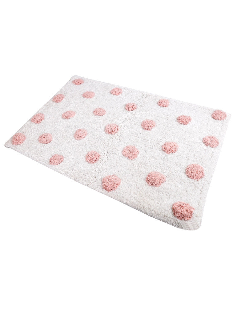 Pink & White Spot Tufted Bath Mat
