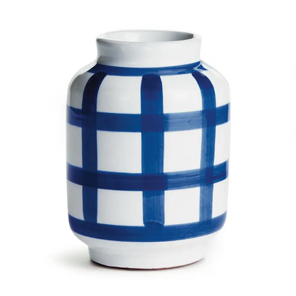 Blue Plaid Vase