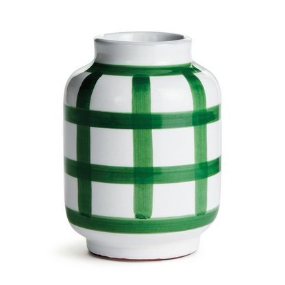 Green Plaid Vase