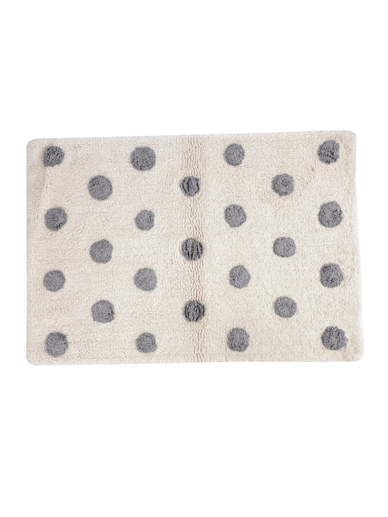 Grey & White Spot Tufted Bath Mat