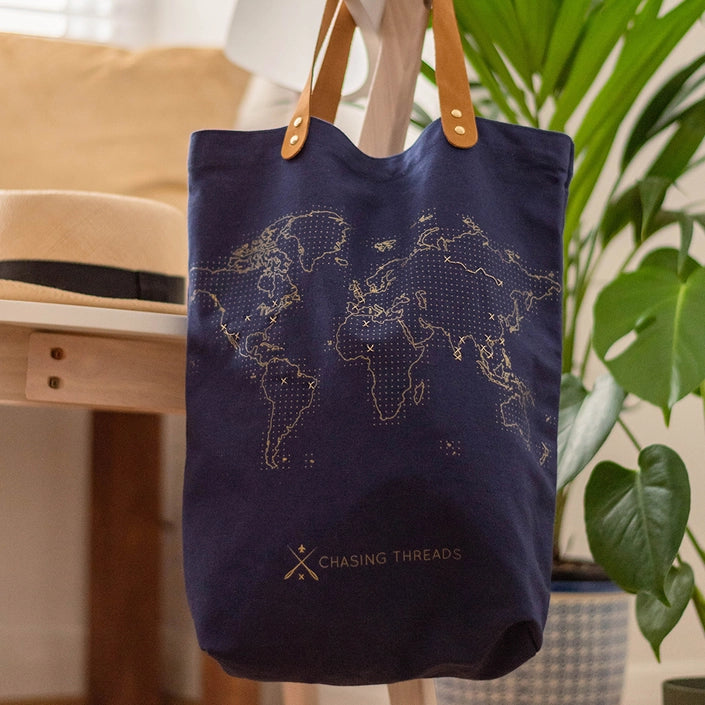 Stitch Where You've Been Tote Bag Kit Navy