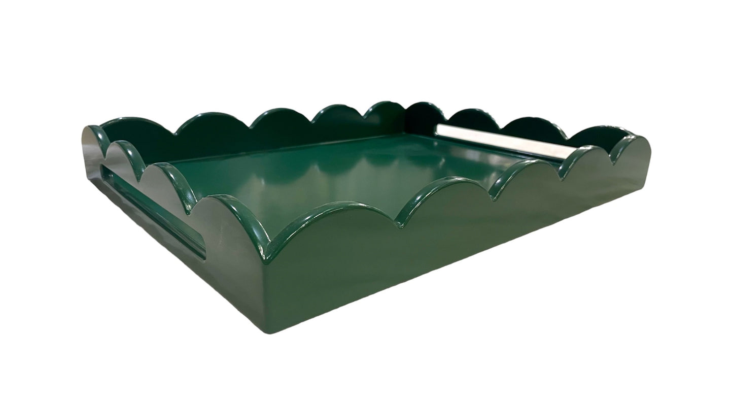 Forest Green Medium Scalloped Tray