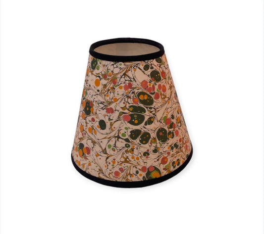 Orange and White Hand Marbled Paper Lampshade
