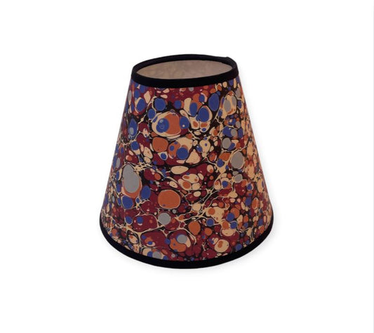 Red and Blue Hand Marbled Paper Lampshade