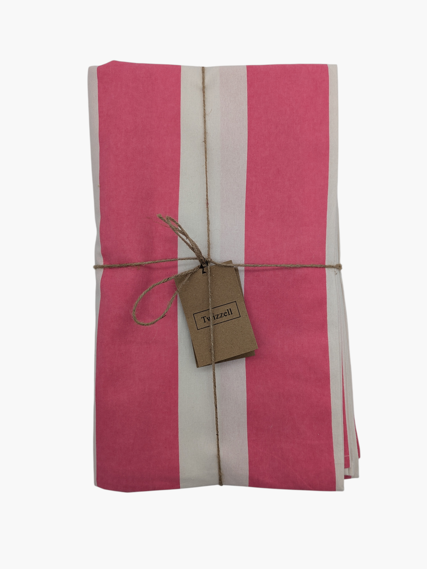 Pink & White Stripe Tablecloth - Upstairs Downstairs Interiors