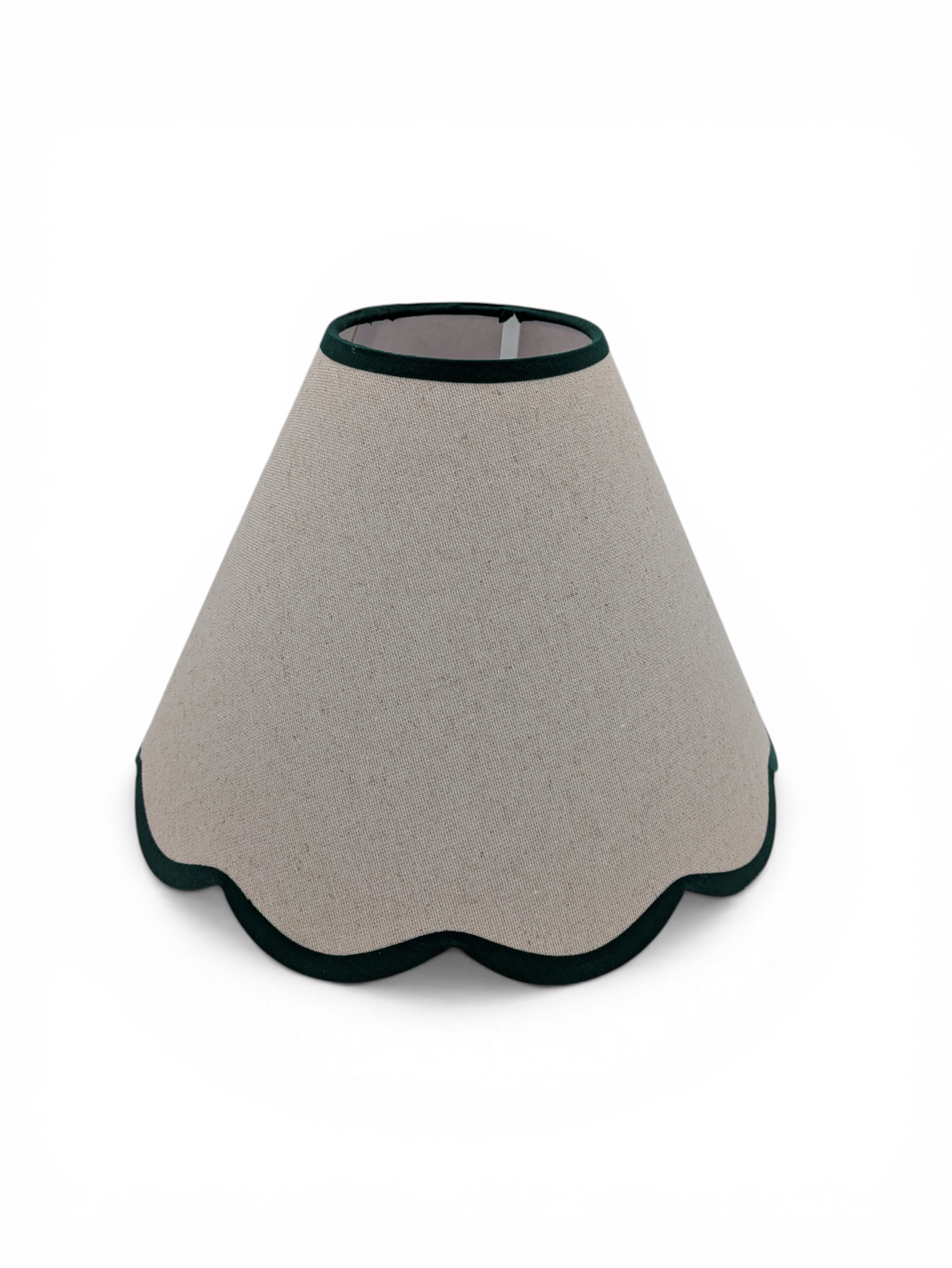 Scalloped Linen Empire Lampshade - Navy - Upstairs Downstairs Interiors