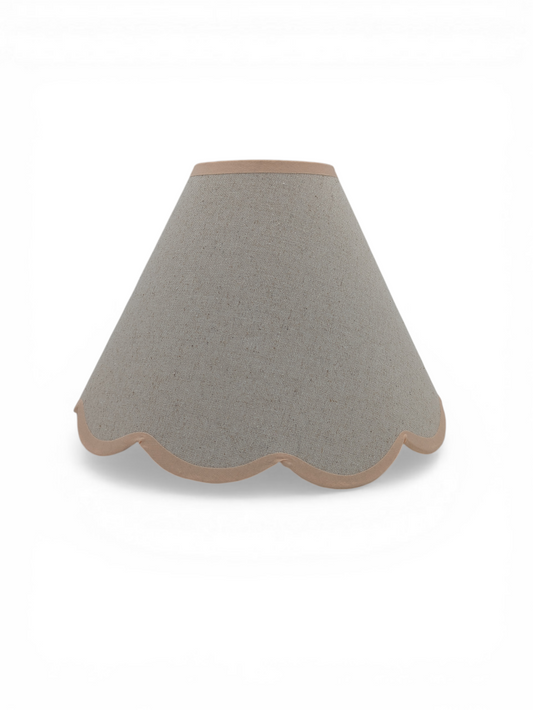 Scalloped Linen Empire Lampshade - Pink - Upstairs Downstairs Interiors