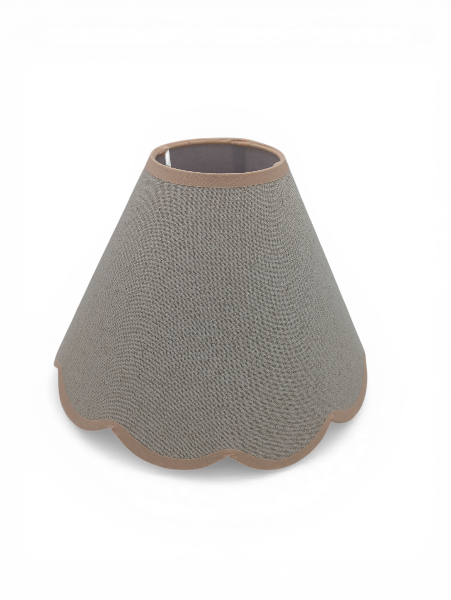 Scalloped Linen Empire Lampshade - Pink - Upstairs Downstairs Interiors