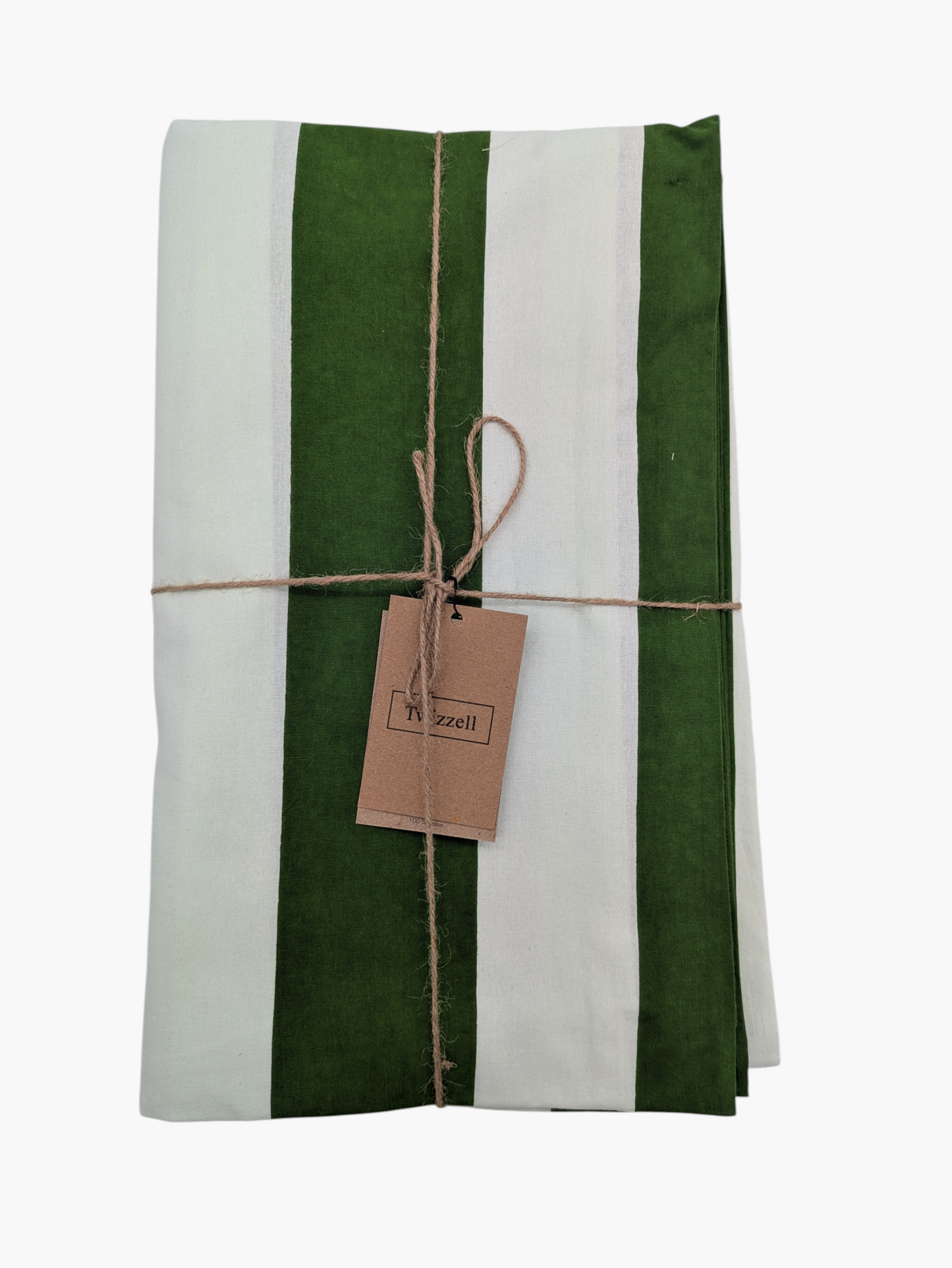 Green Stripe Tablecloth - Upstairs Downstairs Interiors