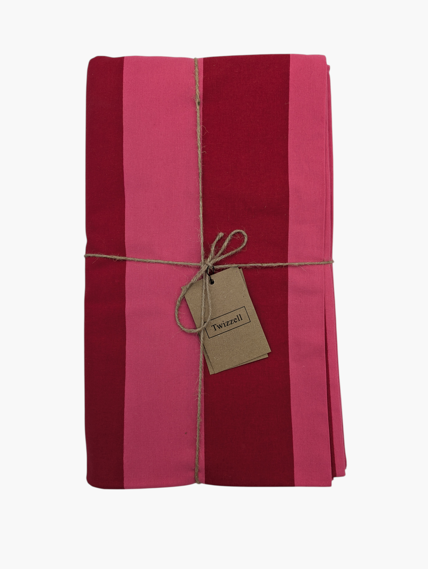 Pink & Red Stripe Tablecloth - Upstairs Downstairs Interiors