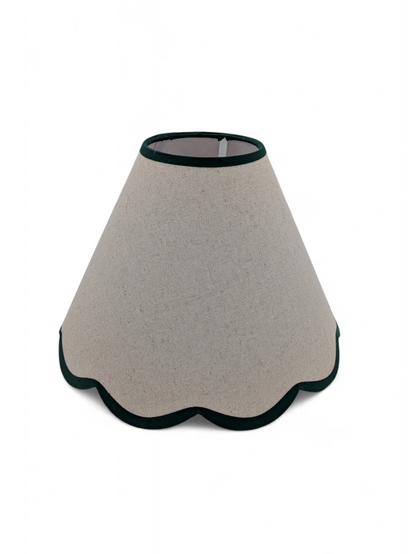 Scalloped Linen Empire Lampshade - Hunting Green - Upstairs Downstairs Interiors