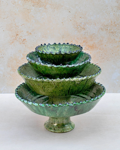 Tamegroute Green Glazed Pedestal Bowl