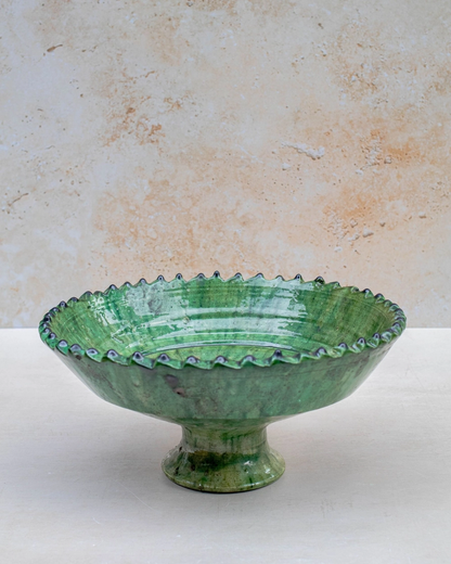 Tamegroute Green Glazed Pedestal Bowl