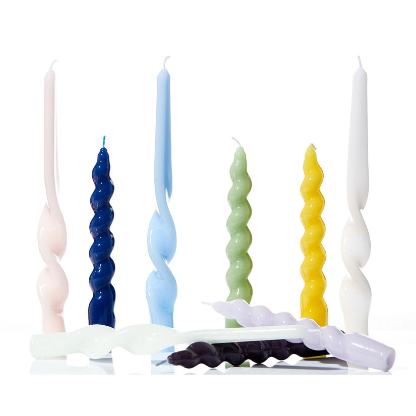 Navy Gloss Swirl Dinner Candles