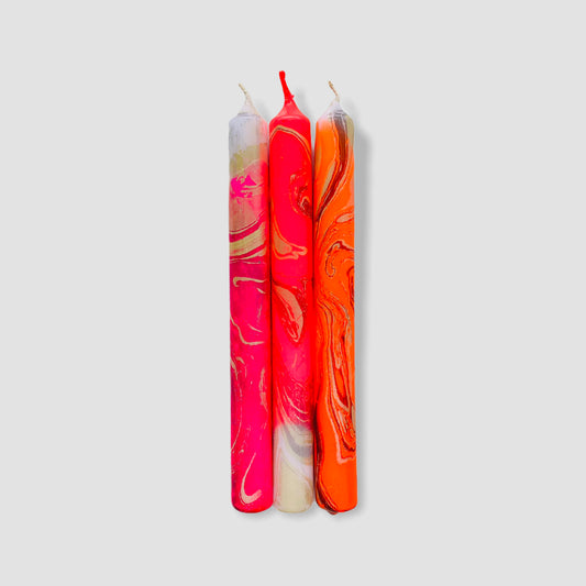 Marble Venus Dip Dye Neon Candles - Upstairs Downstairs Interiors