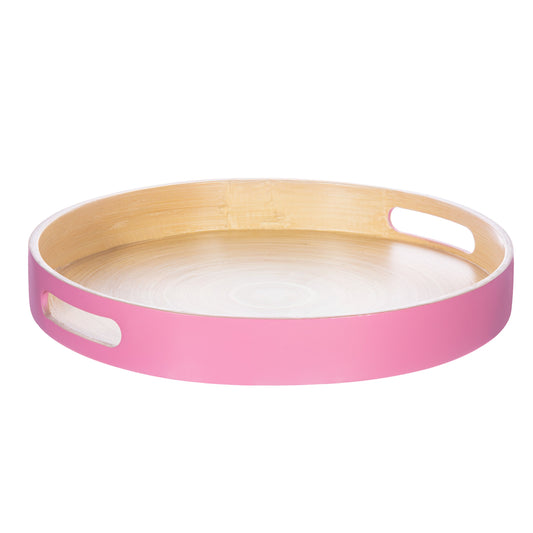 Pink Round Bamboo Tray