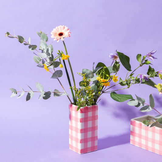 Gingham Vase - Pink