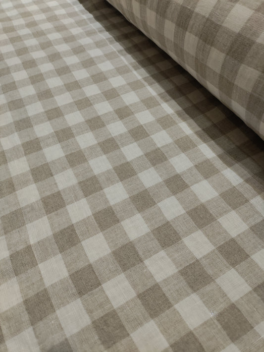 Washed Linen Check - Natural