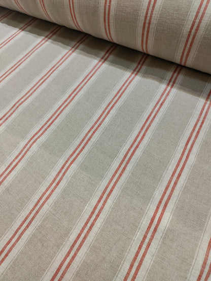 Washed Linen French Stripe - Red