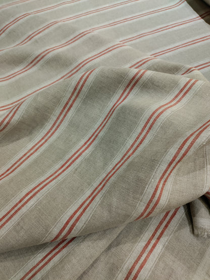 Washed Linen French Stripe - Red