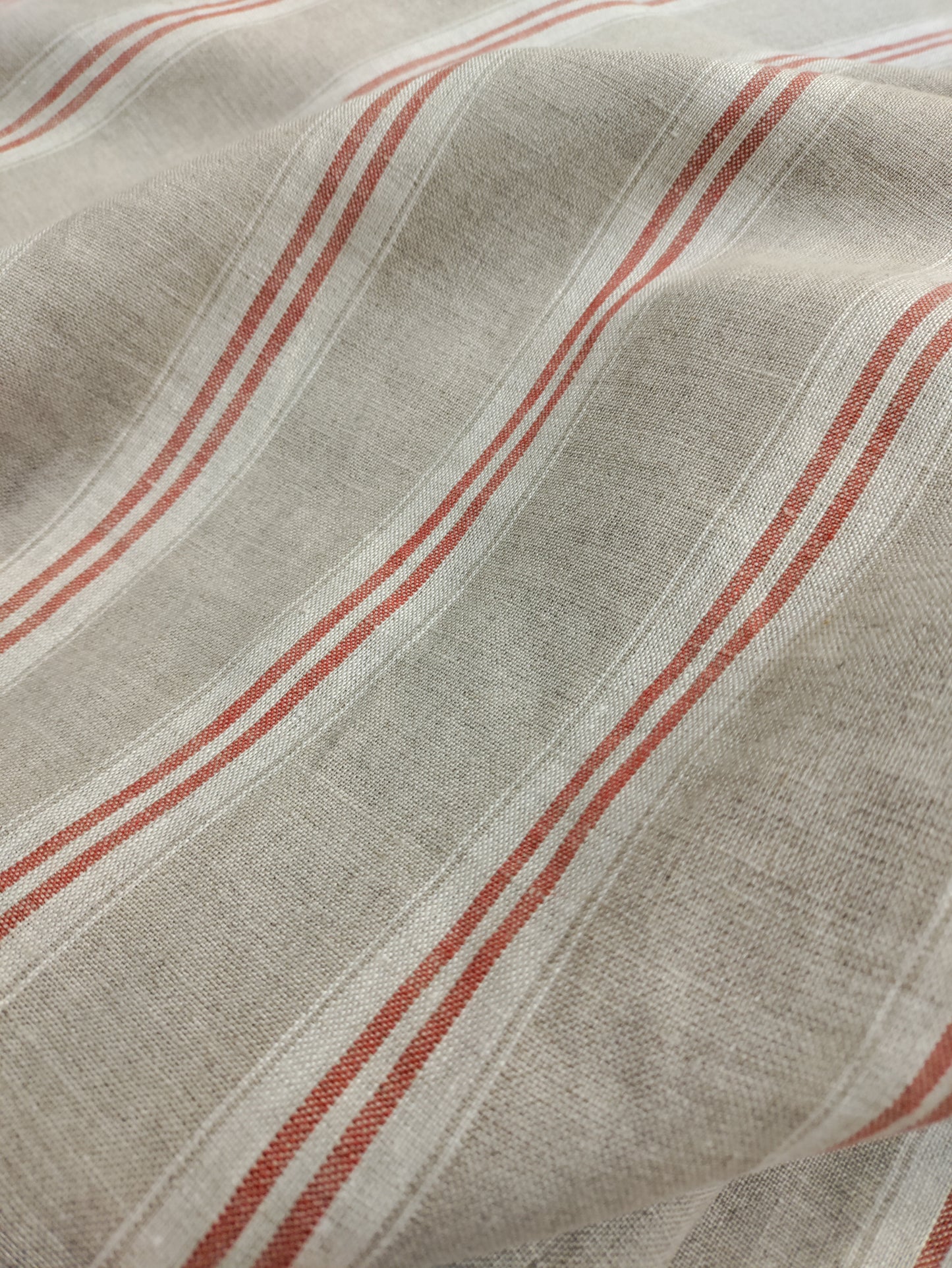 Washed Linen French Stripe - Red