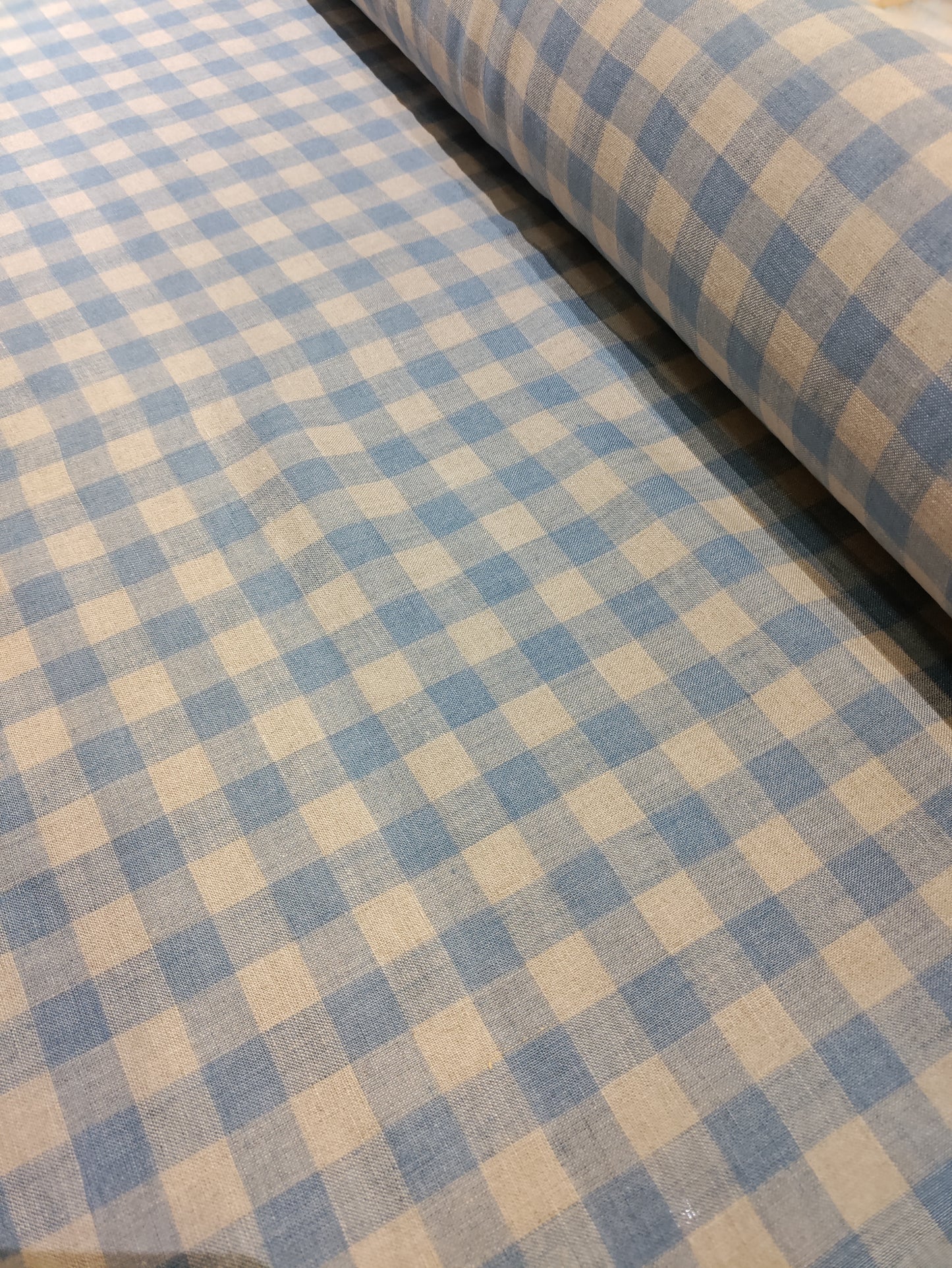 Washed Linen Check - Blue