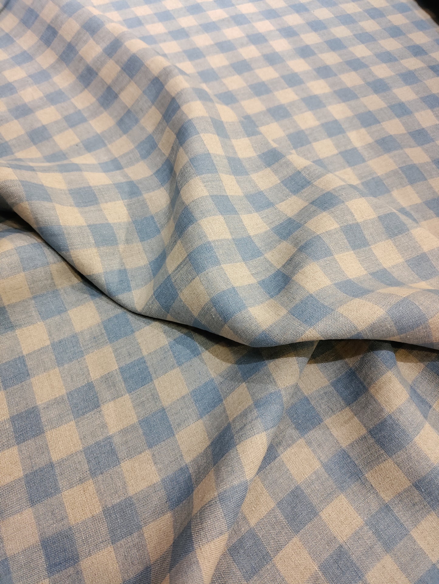 Washed Linen Check - Blue