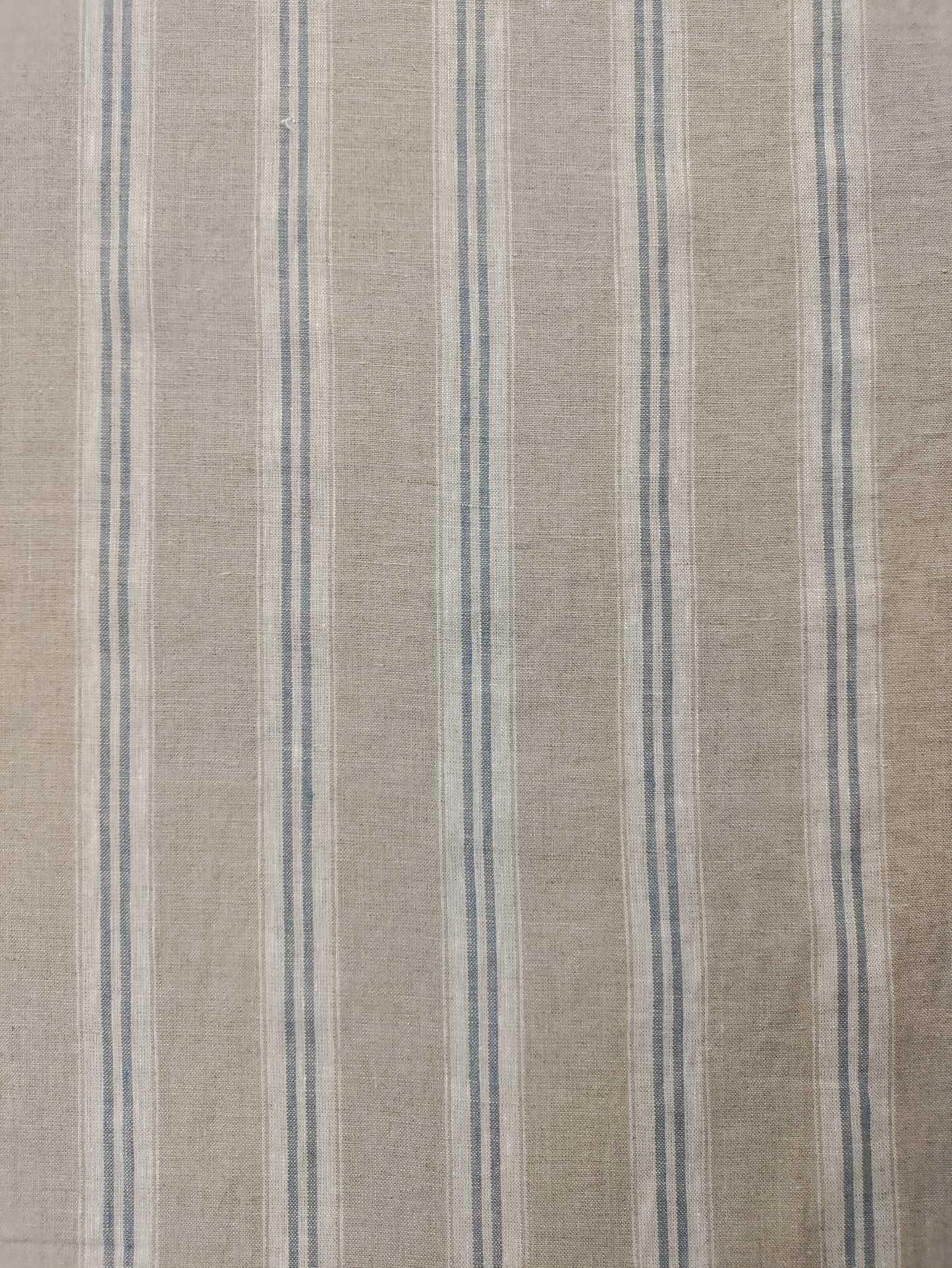 Washed Linen French Stripe - Petrol Blue