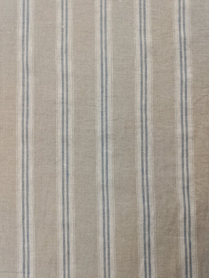 Washed Linen French Stripe - Petrol Blue