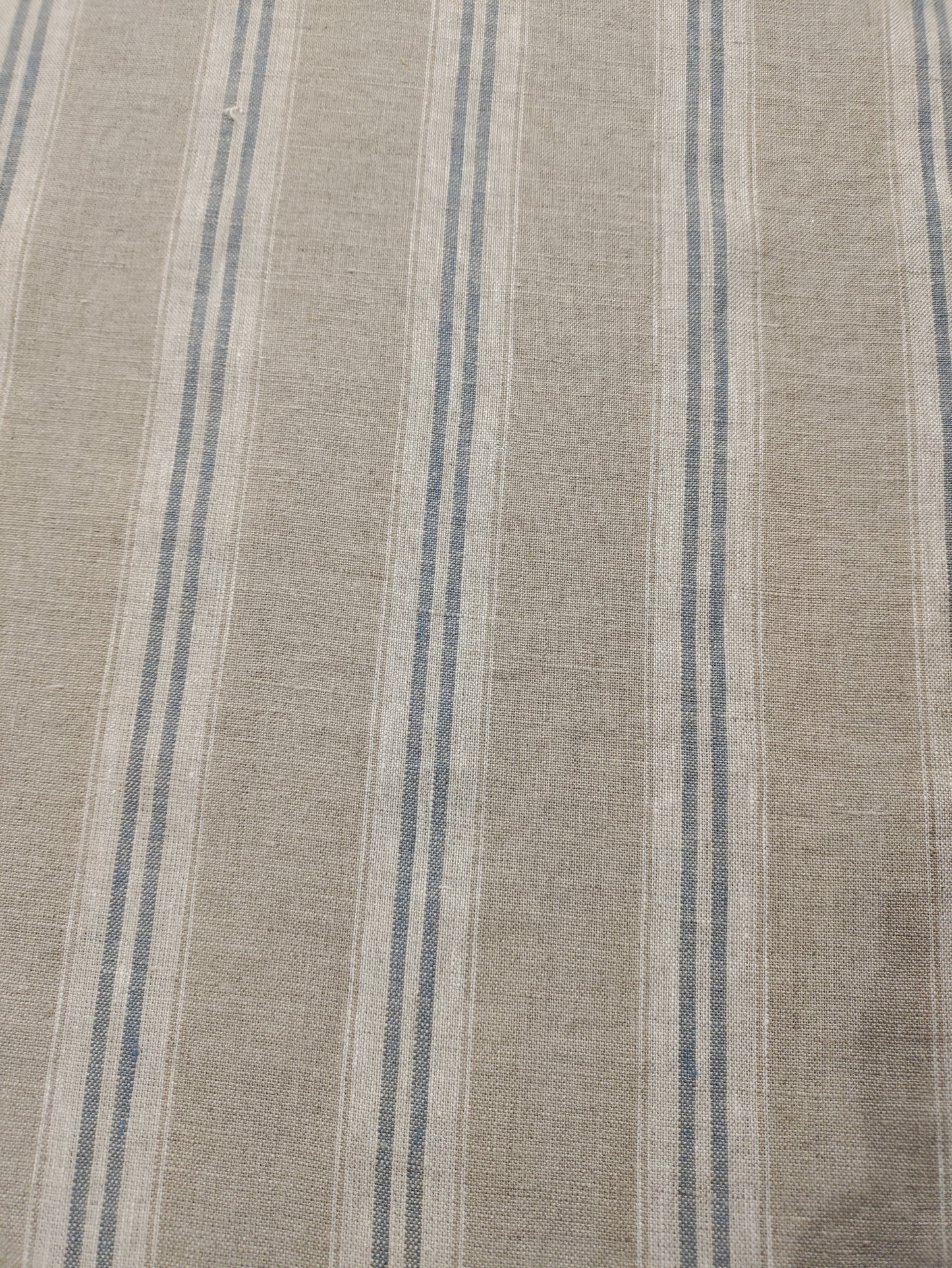 Washed Linen French Stripe - Petrol Blue