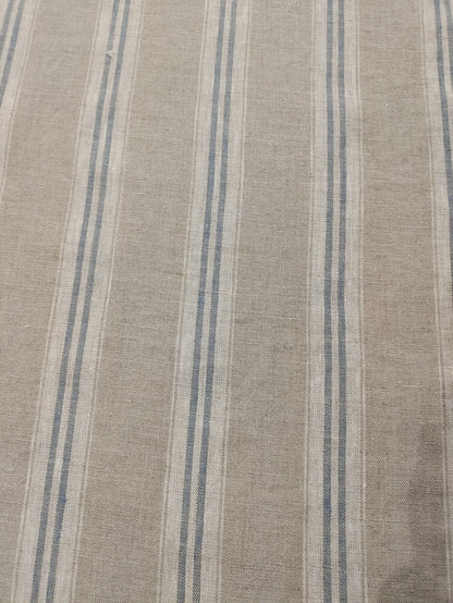 Washed Linen French Stripe - Petrol Blue