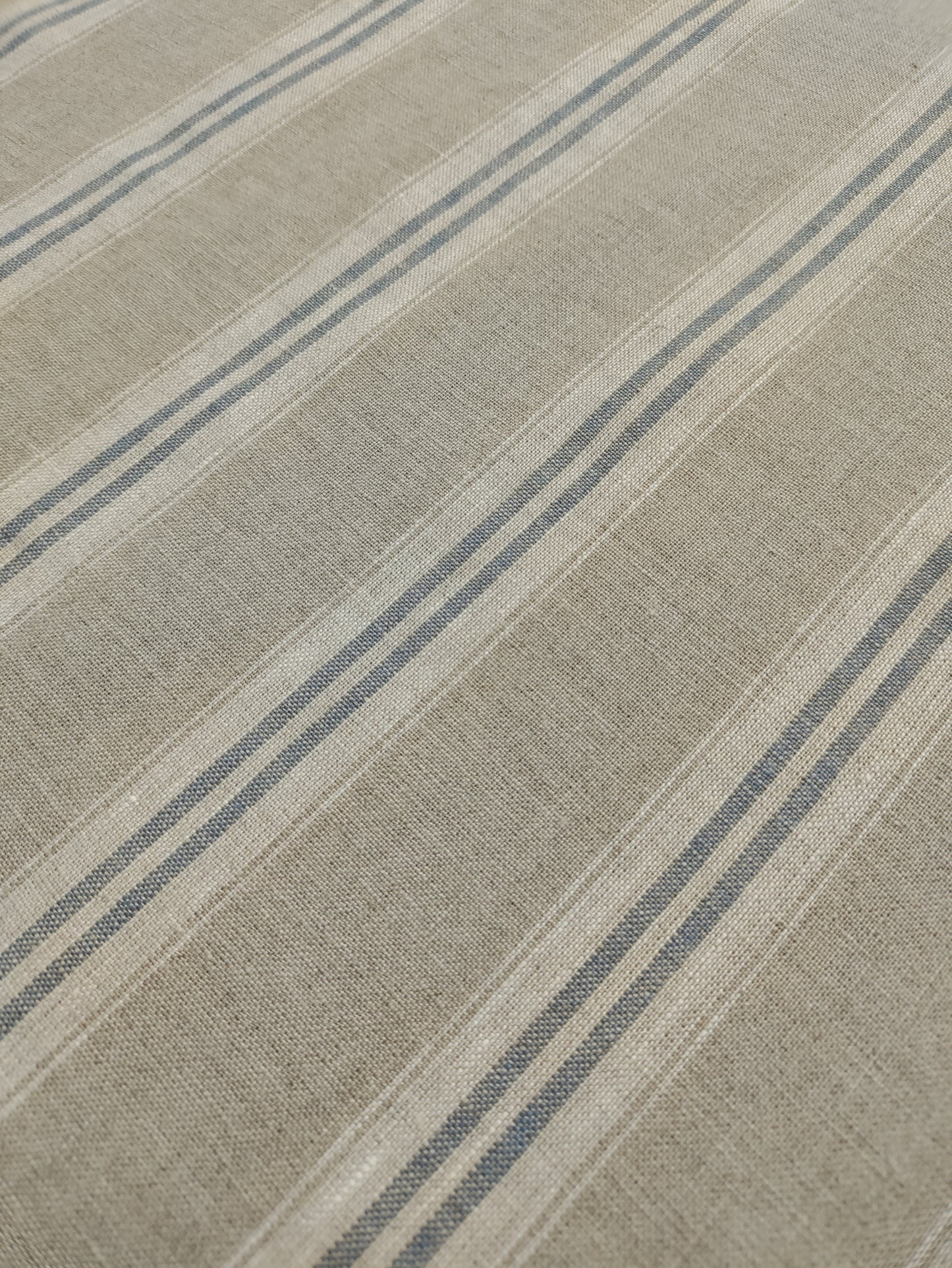 Washed Linen French Stripe - Petrol Blue