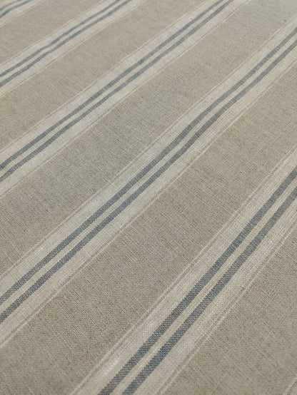 Washed Linen French Stripe - Petrol Blue