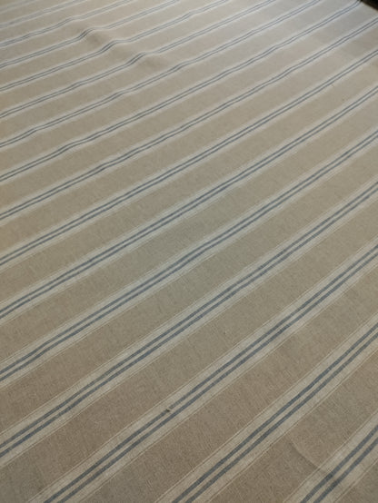 Washed Linen French Stripe - Petrol Blue