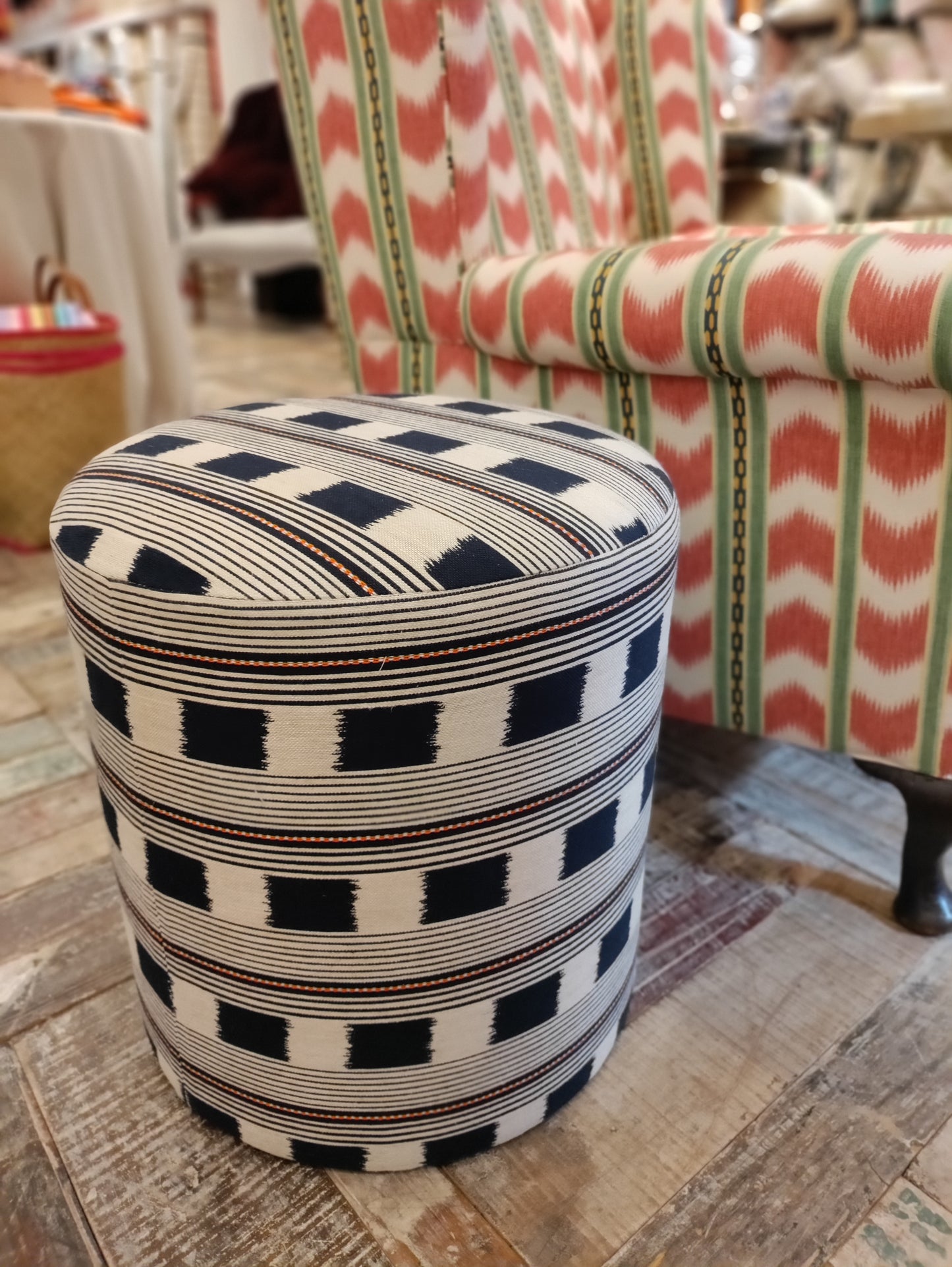 Christopher Farr Navy Lost & Found Ottoman
