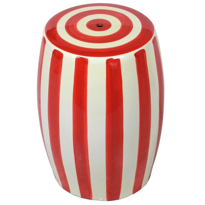 Red Striped Ceramic Stool