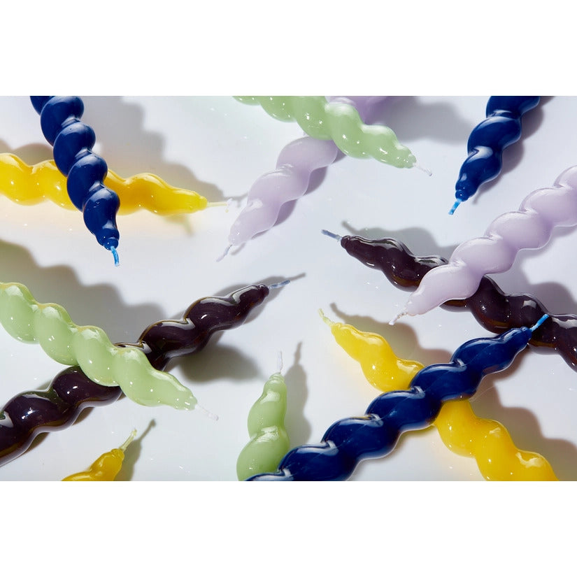 Navy Gloss Swirl Dinner Candles
