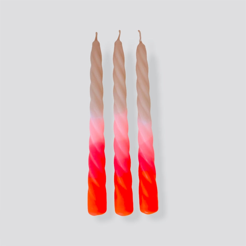 Pomegranate Dip Dye Twist Candles