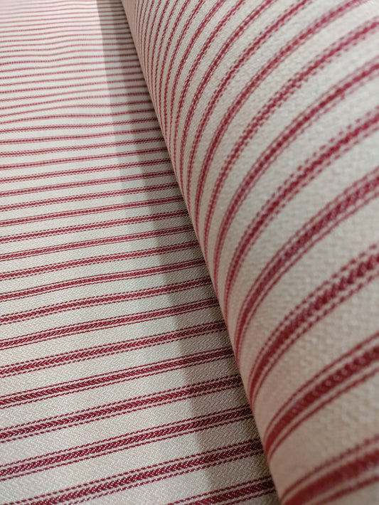 Red Hampton Ticking - Upstairs Downstairs Interiors