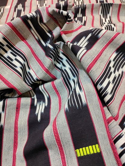 Navy & Pink Striped Mudcloth Fabric