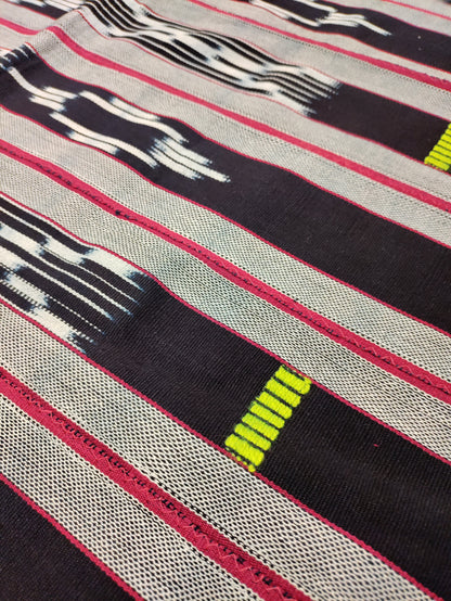 Navy & Pink Striped Mudcloth Fabric