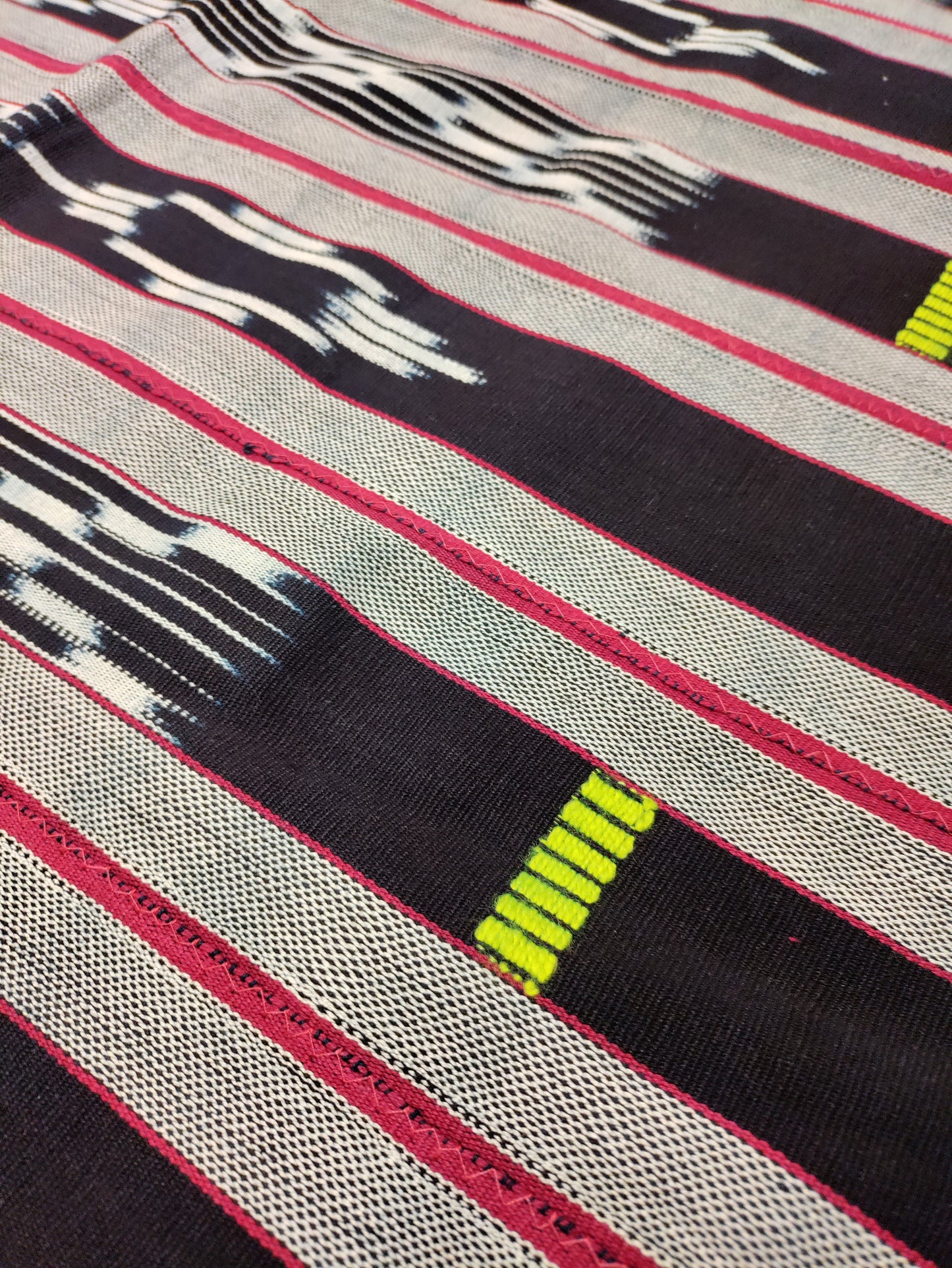 Navy & Pink Striped Mudcloth Fabric